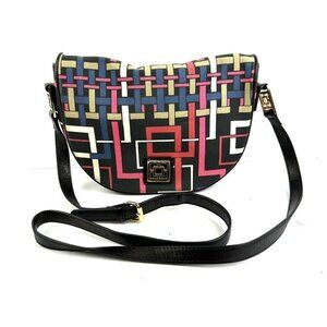 Trina Turk Crossbody Bag Bright Summer Cotton Canvas Geometric Handbag Purse